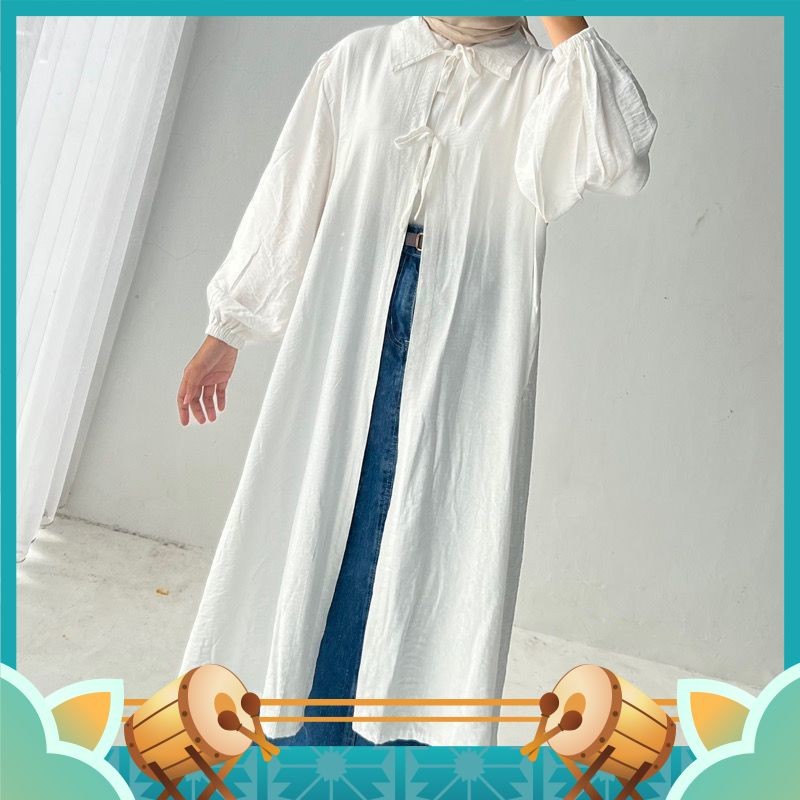 Termurah Tunik Keren / Nara Outer Tunik Polos Linen Tali Depan