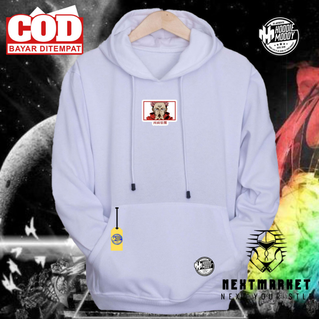 nextmarket Sweater pria hoodie anime jjk sukuna jujutsu kaisen aesthetic merah burgundy distro katun