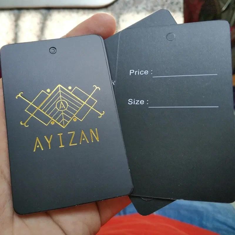 

1000PCS Custom 400GSM Coated paper tags Golden foil 5 * 8 cm matte laminated finish print swing tag