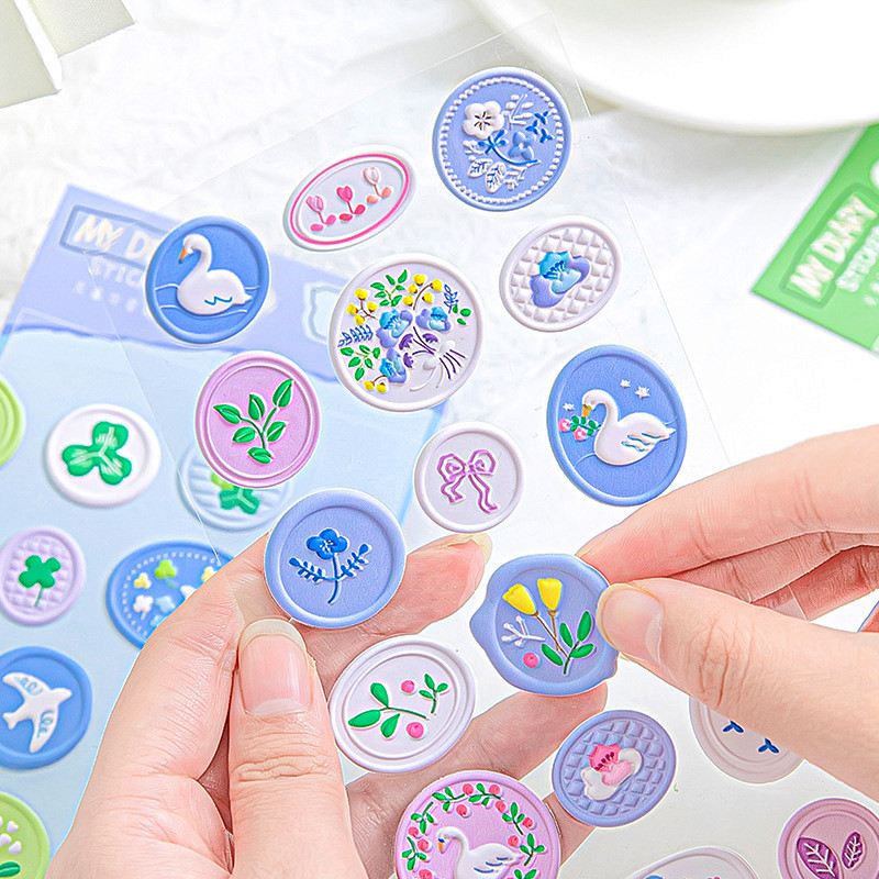 

18pcs/set Kawaii Wax Stamp Stickers Envelopes Seal Sticker DIY Scrapbooking Journal Planner Decorations Korean Stationery office