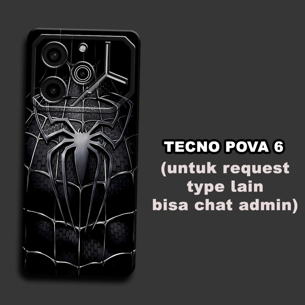 14/ Softcase karet lentur untuk tecno pova 6 dan tecno pova 6 pro/Motif karakter spiderman/case tecn