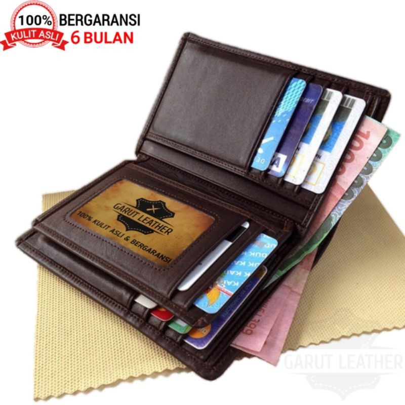 FG45RF Dompet Kulit Pria 3/4 Original Lipat 3 Kulit Asli