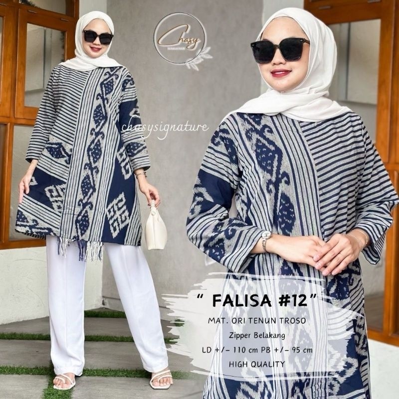LURIK FALISA TUNIK TENUN / TUNIK LURIK BAHAN TENUN TROSO ORI / LONG TUNIK TENUN