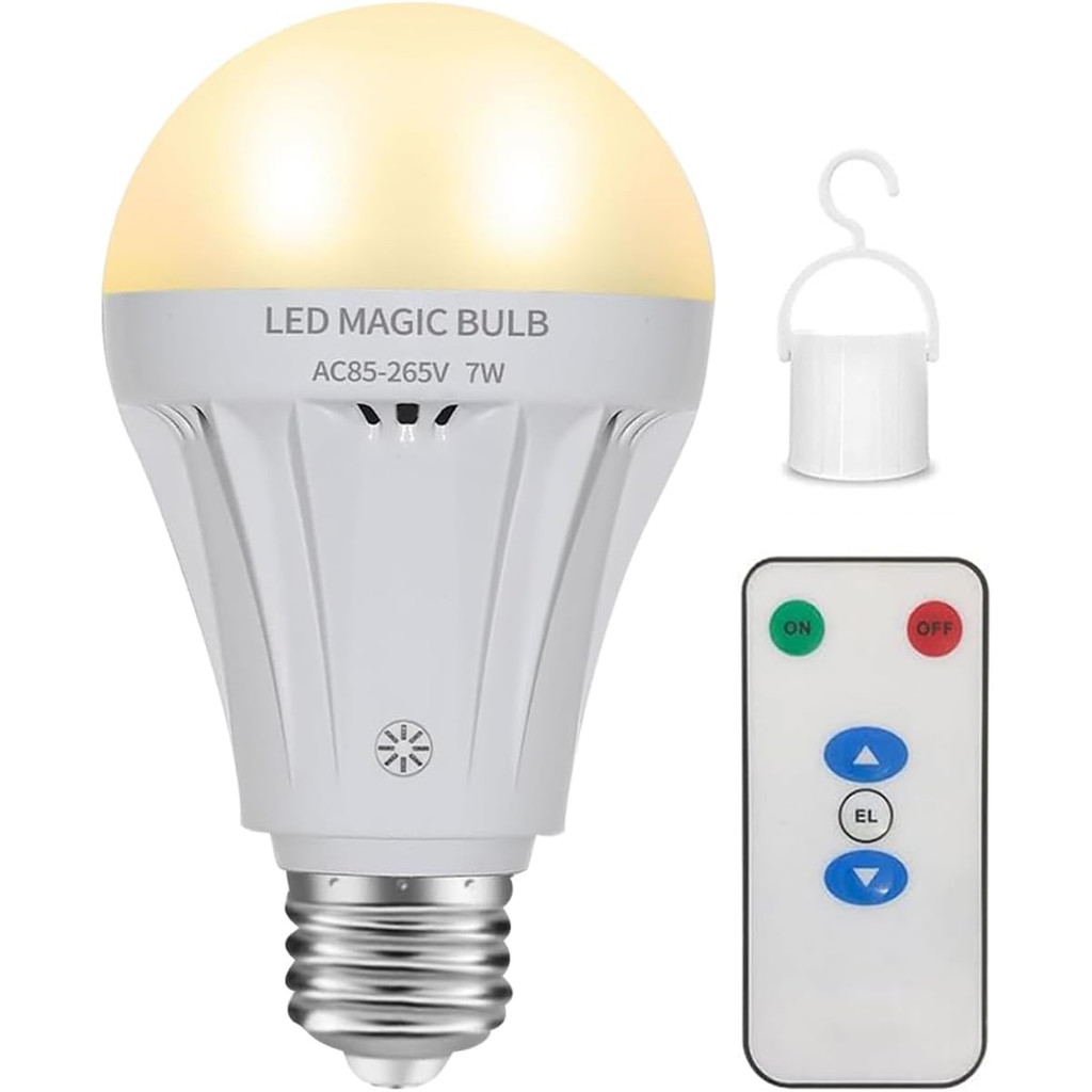 Rechargeable Light Bulbs, LED Magic Bulb with Remote Controller Warm White Emergency Lamp Without Wa
