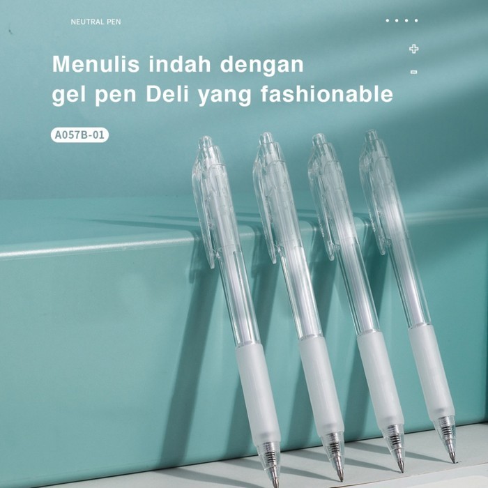 

Deli Retractable Gel Pen / Pulpen Cetek 0.5 mm Isi 12 pcs A057B-01-12P