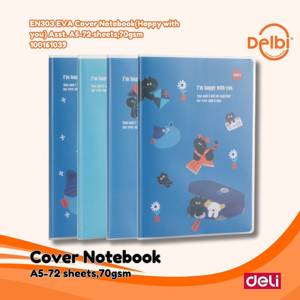 

DELI - BUKU CATATAN / BUKU HARIAN / NOTEBOOK EN303 EVA Cover Notebook(Happy with you) Asst. A5-72 sheets,70gsm