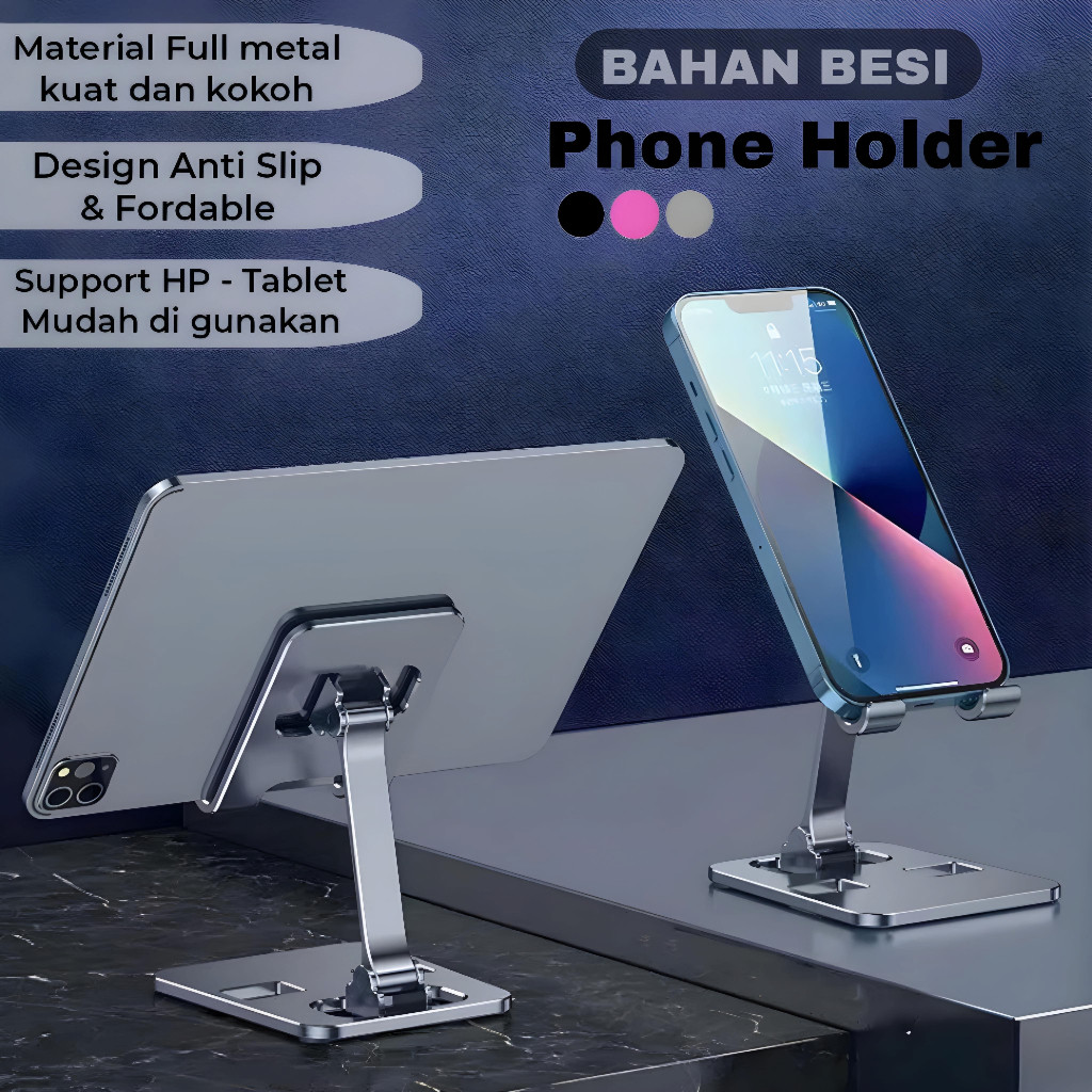 Phone Holder Meja / Holder Stand / Phone Holder Besi / Dudukan Hp Tablet Di Meja Standing Holder