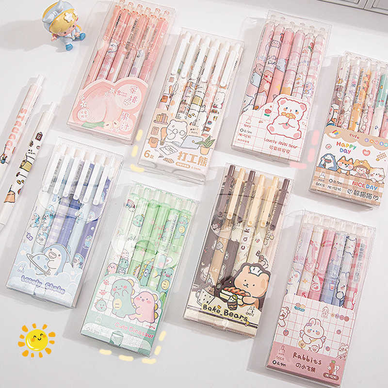 

6pcs pulpen pena pulpen lucu bolpoin alat sekolah pink pulpen lucu dan unik alat tulis school stuff