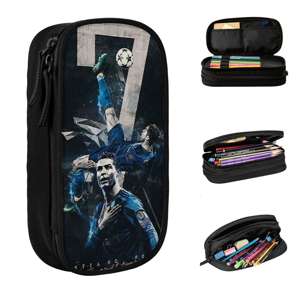 

CR7 Football Soccer Pencil Case Ronaldos Pencilcases Pen Box for Girls Boys Big Capacity Bag Students School Zipper Stationery