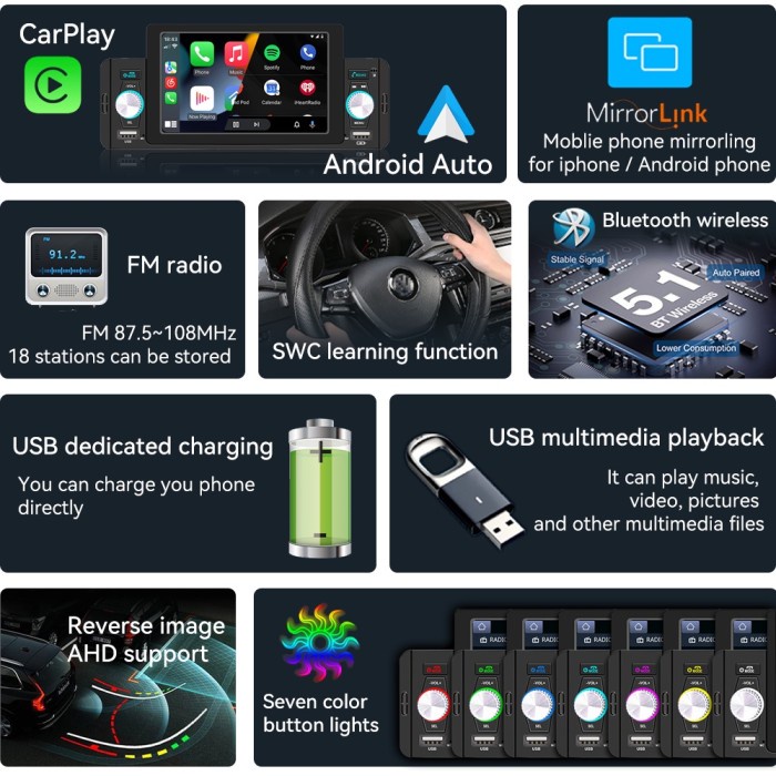 Headunit Bluetooth Android Single Din Head Unit Audio Radio Mobil Car - radio