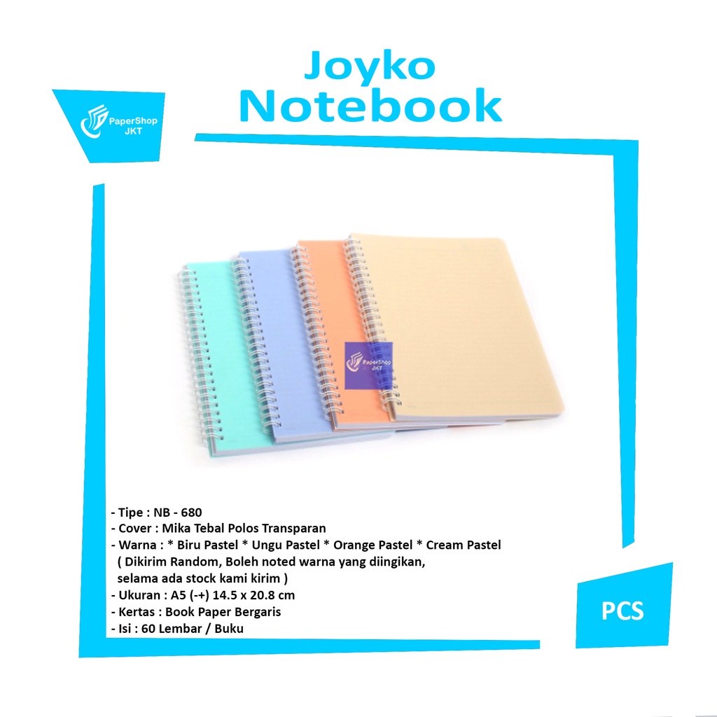 

JOYKO - NB-680 Notebook A5 - Warna Pastel - Pcs
