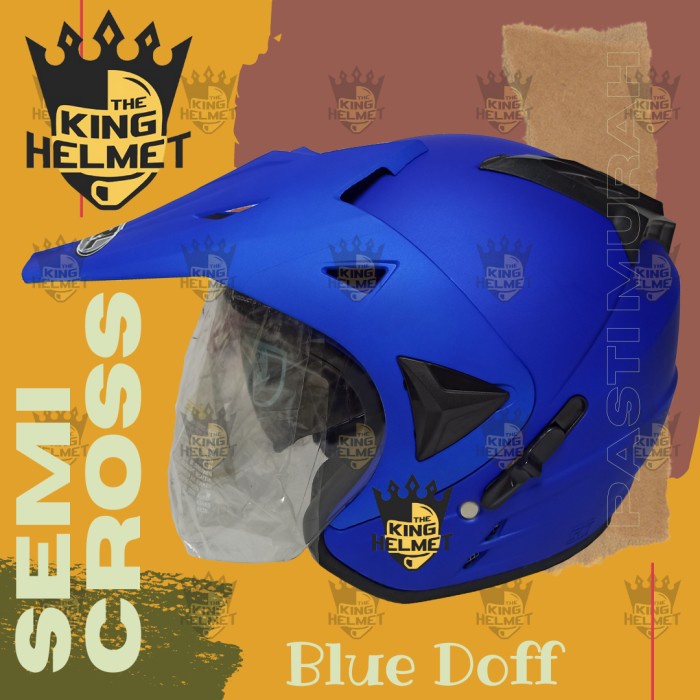 HELM SEMI CROSS SOLID DOUBLE VISOR SNI DEWASA half face TRAIL SUPERMOT - RANDOM