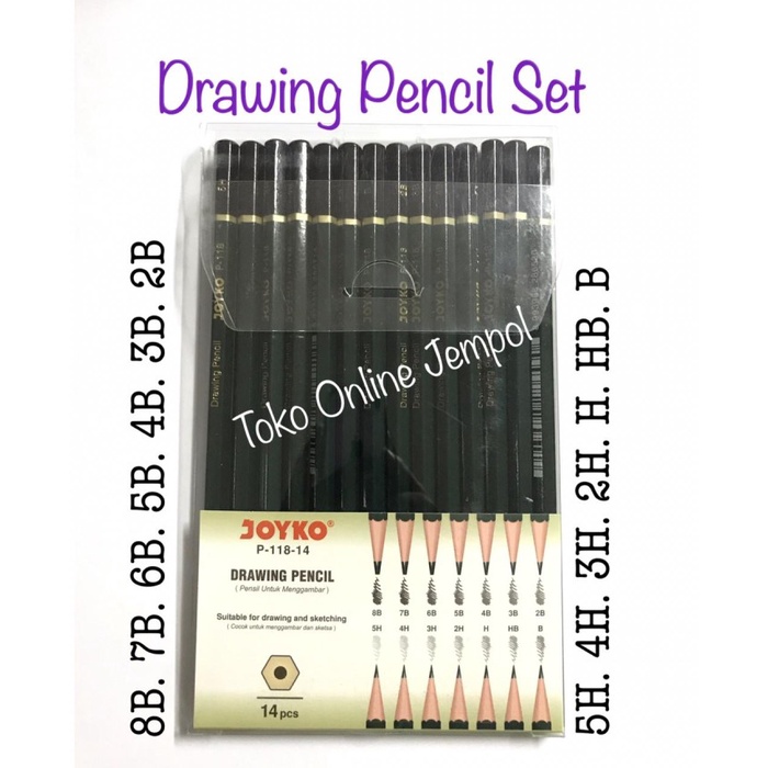 

[New] 14pcs Pensil Gambar Drawing Pencil Set JOYKO P-118-14 sketch ATK1106JY