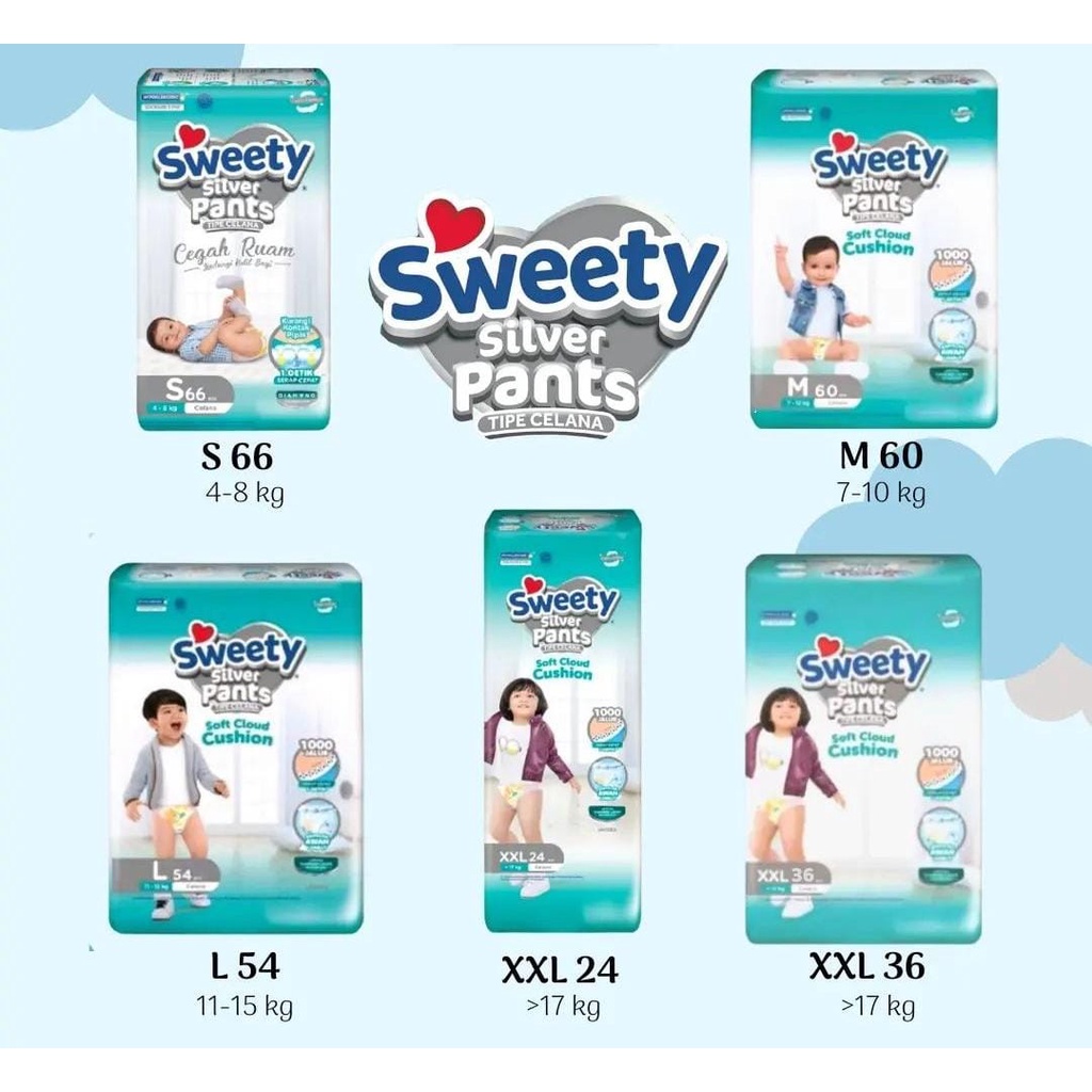 FREE ONGKIR COD  Pampers Sweety silver pants S32 /M28 /L26 /XL24 /XXL22
