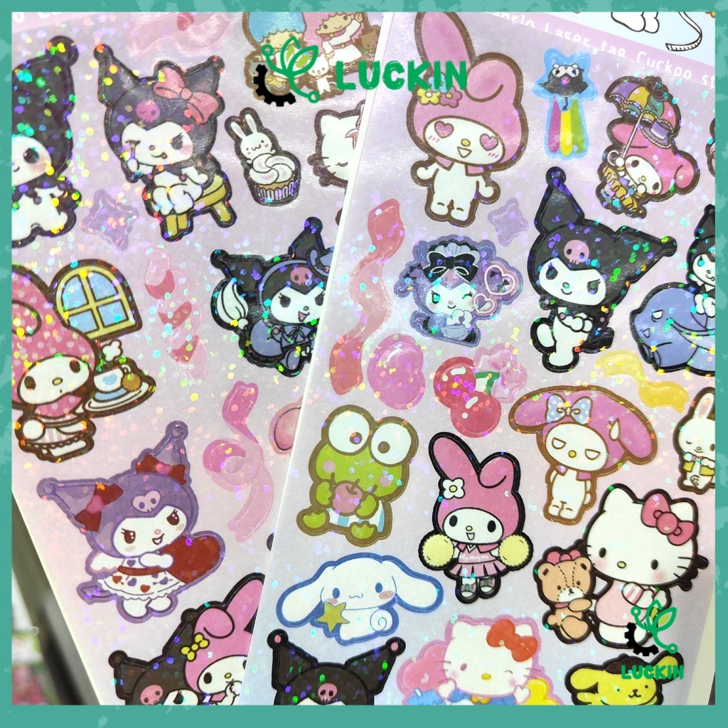

luckin Stiker Gliter Hologram besar Motif sanrio kuromi melody cinnamorol pompompurin Mixue Karakter Lucu-Lucu