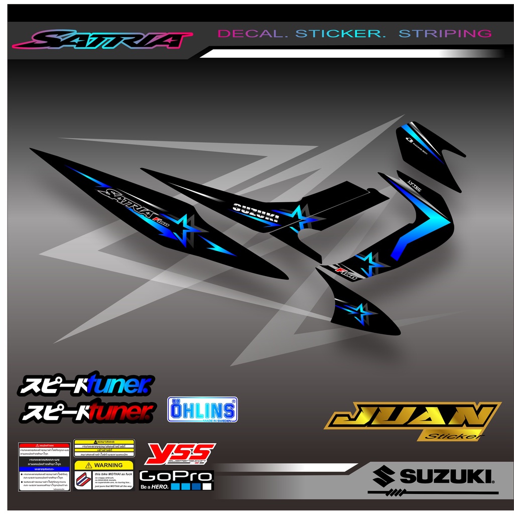 STRIPING STIKER MOTOR VARIASI SATRIA FU BARONG 2008 2009 2010 2011 2012 STICKER F150 KARBU TERBARU