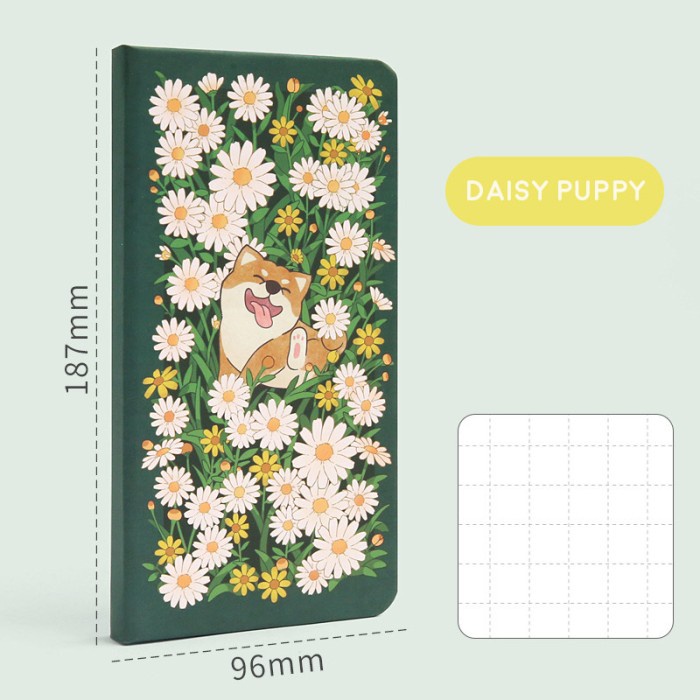 

Field of Flowers Slim Hardcover Grid Notebook - Buku Kotak Kotak - Daisy Puppy