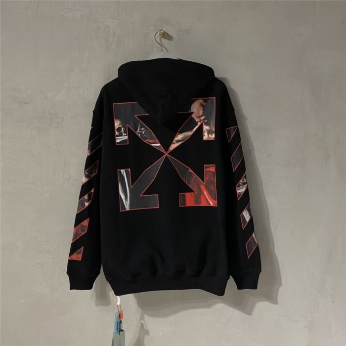 hoodie- Hoodie Off White Caravaggio Red Arrow Black Hoodie