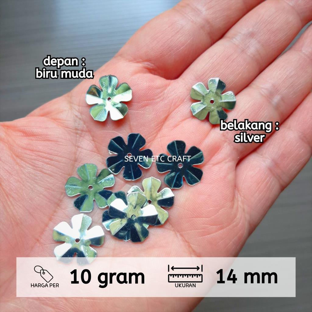 Payet Ramboci Sakura 14 mm Biru Muda Silver