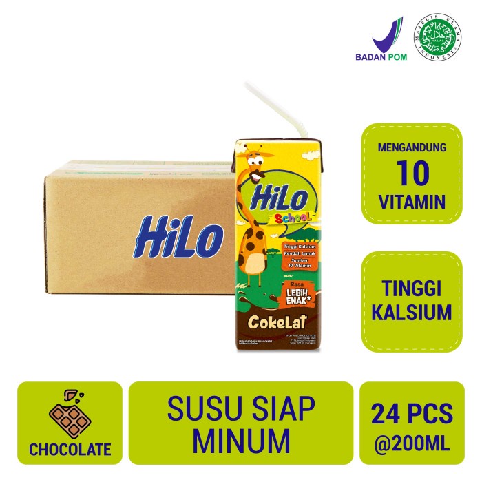 

✨PROMO✨ -HiLo School Chocolate 200ml (24 Pack) - Susu Tinggi Kalsium