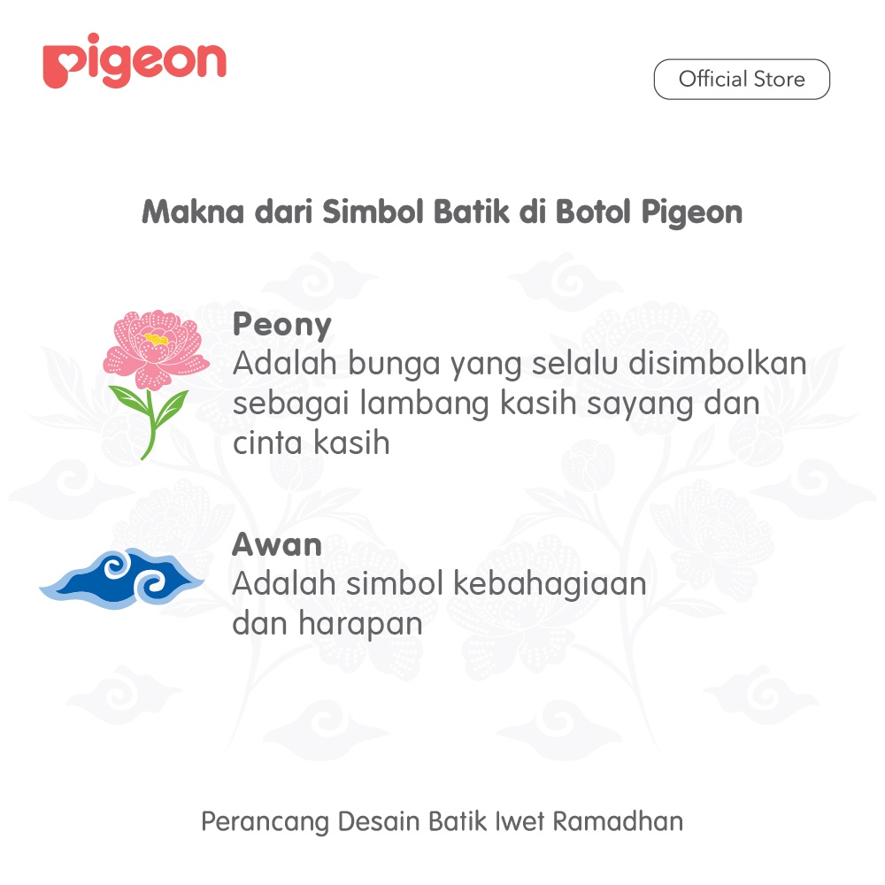 PIGEON Botol PP Wide Neck 240ML Batik Peony W/P-PLUS Nipple