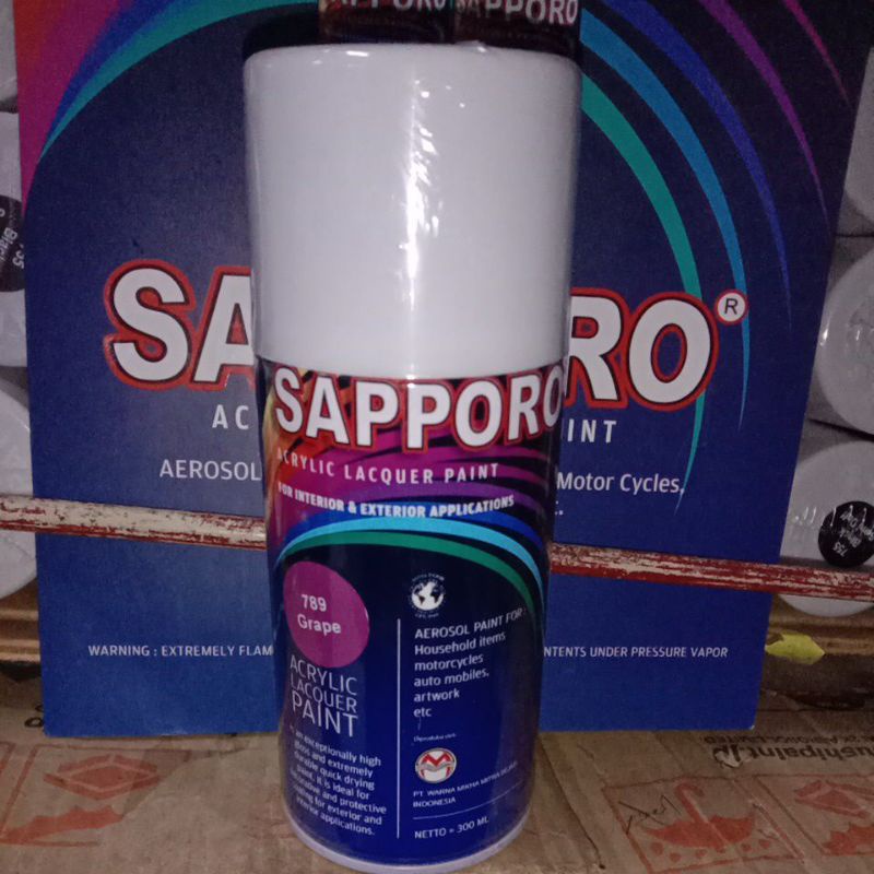 

Cat Semprot Saporo SAPPORO 789 Grape-Ungu 300ml Anggur Semprot Spray Paint Motor Pilok Pilox Aerosol