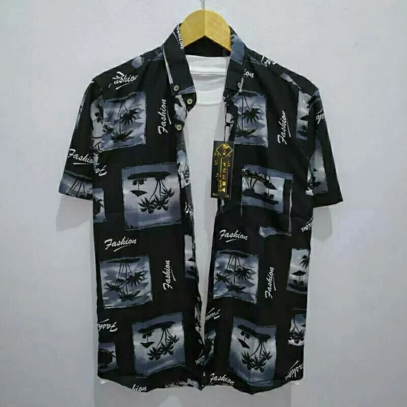 (Terlaris)Kemeja surfing pria motif pantai baju distro original kasual premium