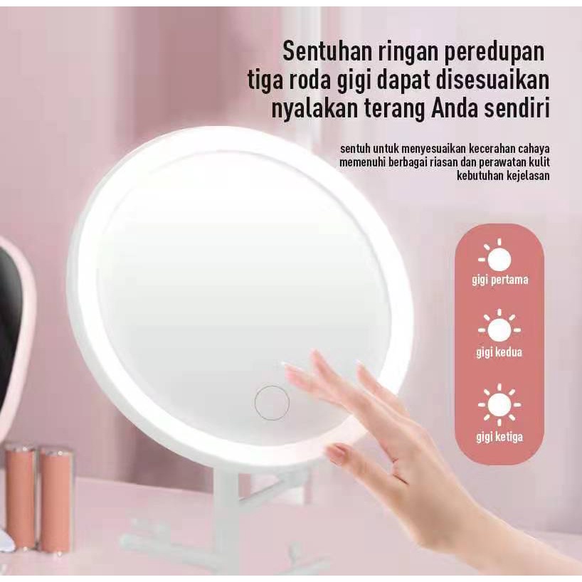 COD cermin led ring light ukuran besar cermin bulat lampu cermin lipat rias kaca led make up lampu m