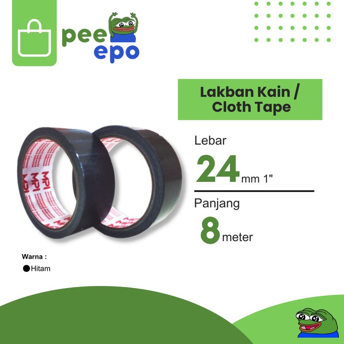 

Lakban Kain / Cloth Tape 24 mm x 8 Meter 1 Inch Merk MPI - Hitam