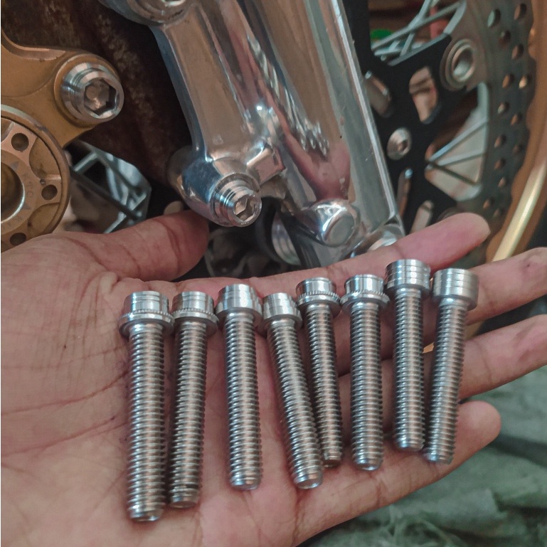 Baut pangkon kaliper bottom bawah skok ninja stainless bubut harga 1pcs