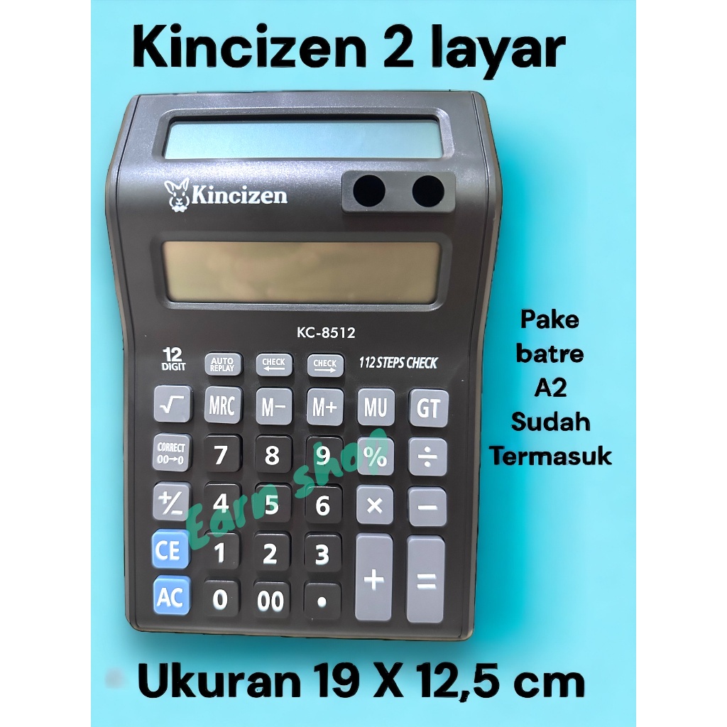 

KALKULATOR DAGANG DUA LAYAR KINCIZEN KC-8512 12 DIGIT BATRE AA