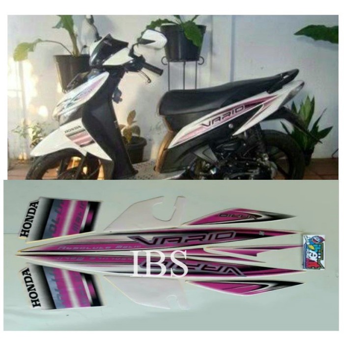 STRIPING STANDAR HONDA VARIO 110 PUTIH PINK CW RACING 2008 POLET
