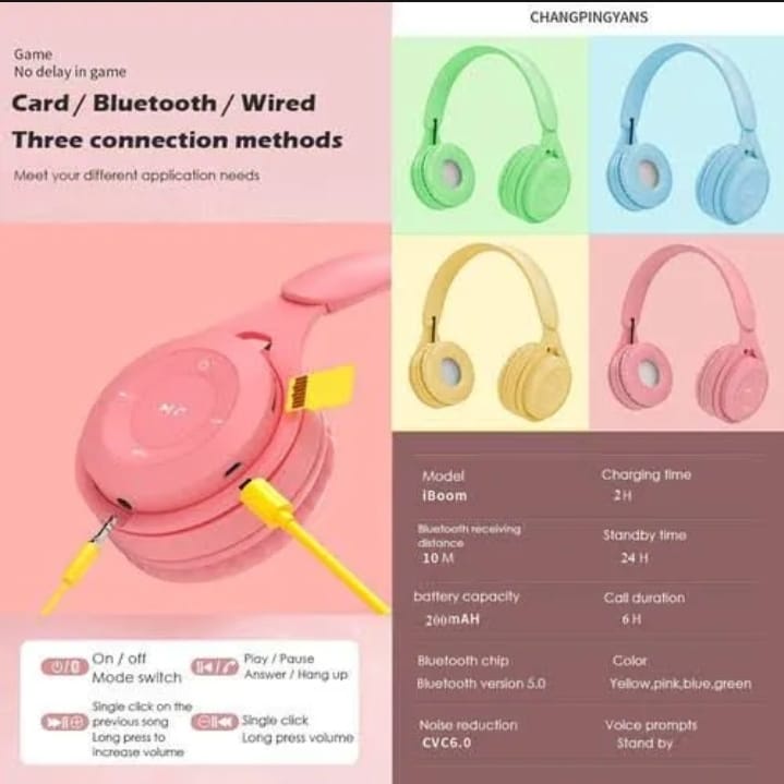 Headset Bluetooth Bando Macaron Y08 Earphone Macaron Wireless With Mic Suara Stereo Headset Bando