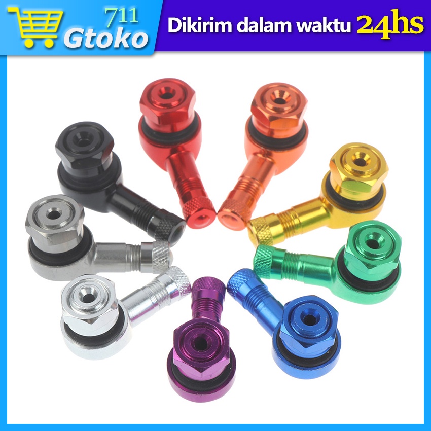Pentil Ban Tubeless Motor Bengkok Aluminium CNC Valve Universal Pentil Tubles Miring Samping Sepeda 
