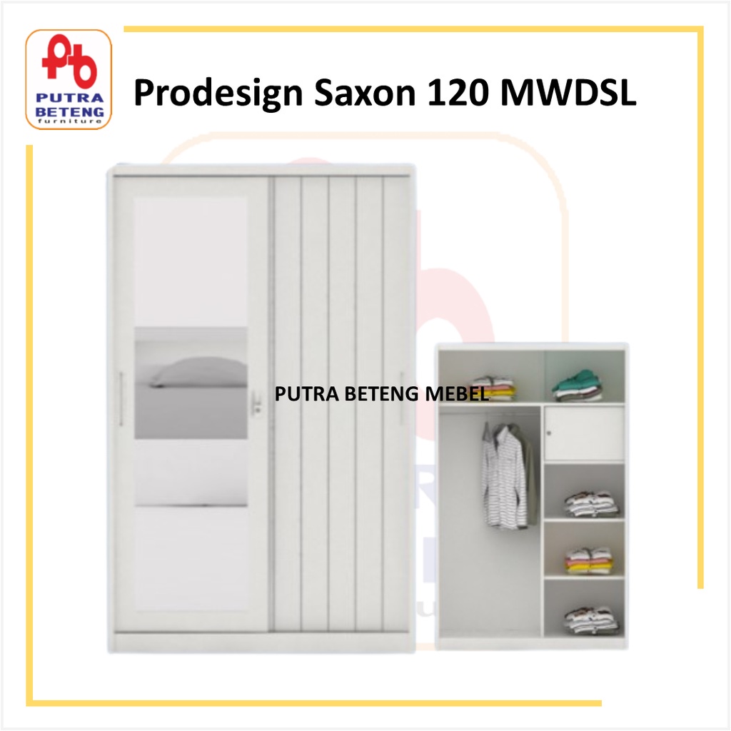 PROMO CUCI GUDANG Lemari Pakaian Sliding Plat Besi Prodesign Saxon 120-150 MWDSL Jogja