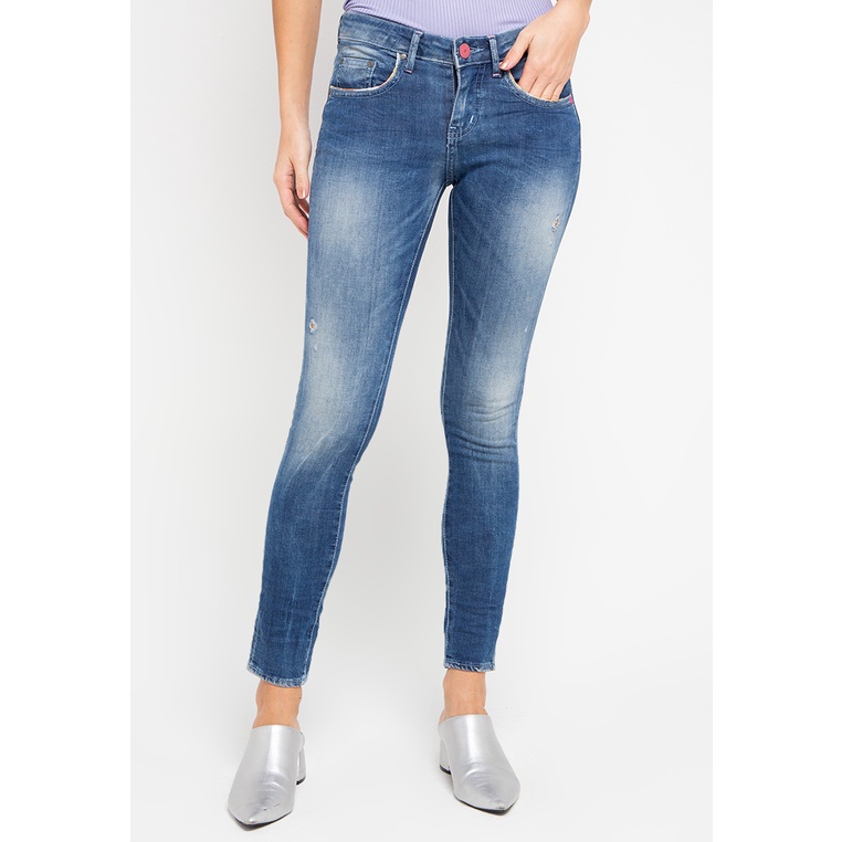 Ninety Degrees Celana Jeans Wanita Skinny 70 Series Medium Light Raw Handmade 43S70D3ML