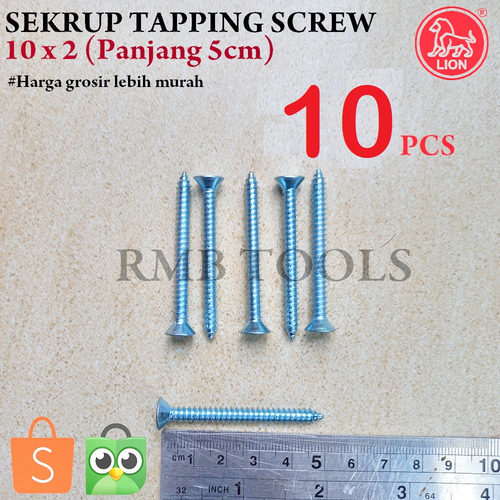 10x2 Sekrup Tapping FH Verseng Panjang 5cm 10 / Skrup Tapping FH Verseng 10 x 2inch / Sekrup Kayu Al