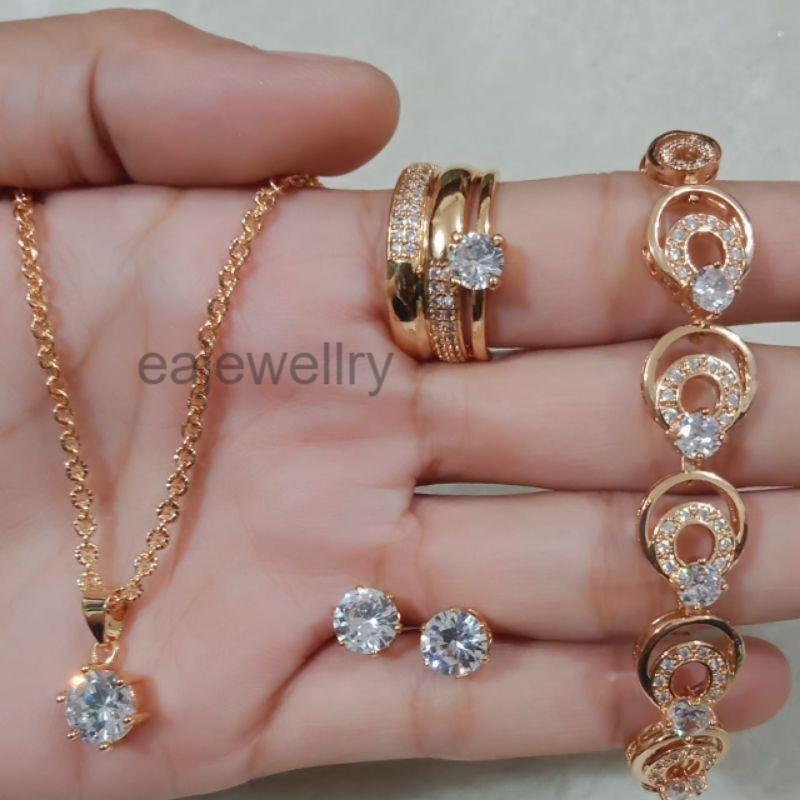 Perhiasan emas 1 set simple asli 24k mewah realpict untuk dewasa
