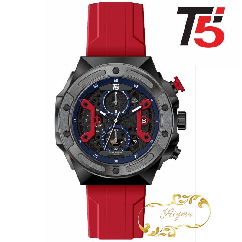 JAM TANGAN PRIA T5 H 4046 ORIGINAL CHRONO AKTIF TAHAN AIR TALI RUBBER T5 H4046G ANALOG