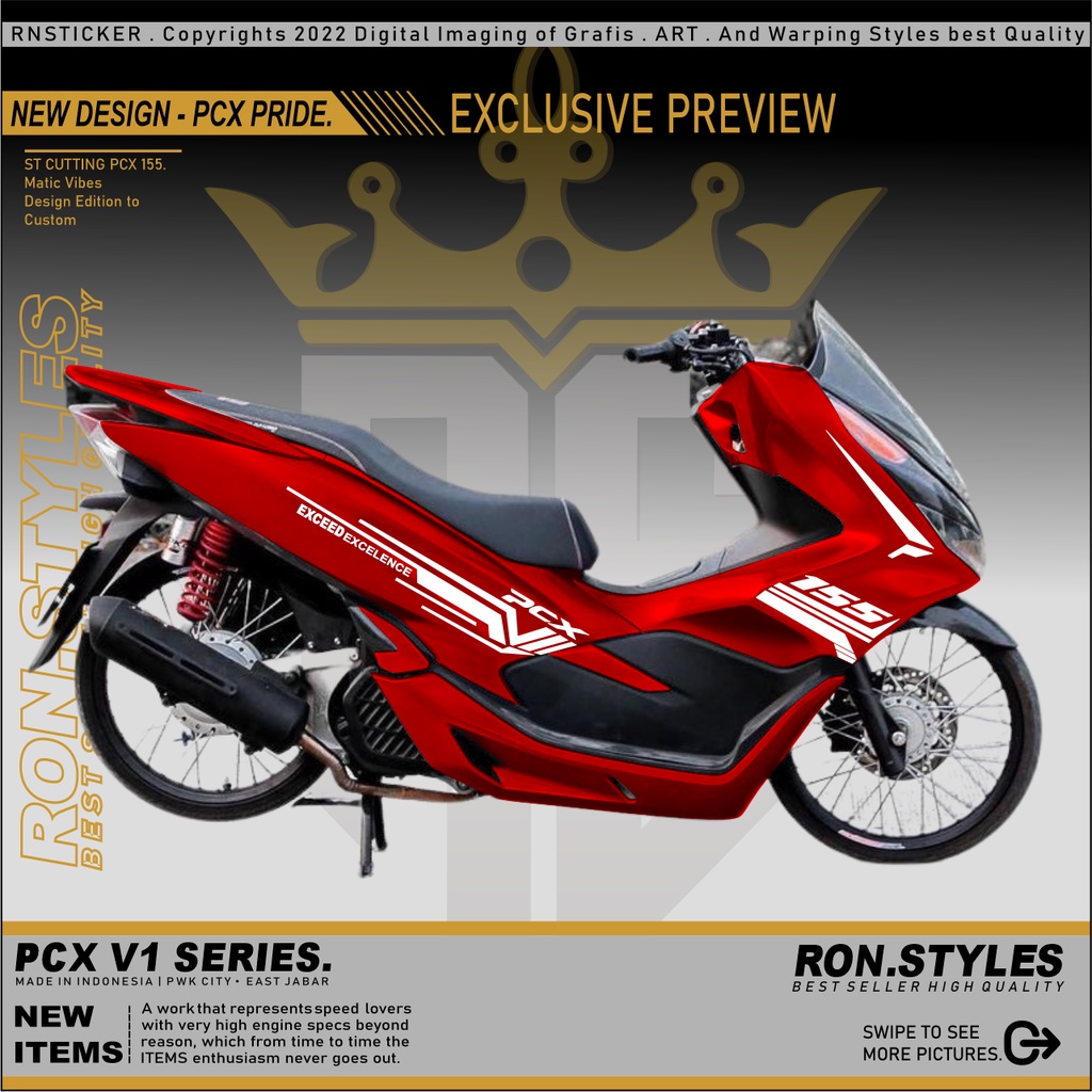 PCXV1 CUTTING STRIPING PCX 150 SIMPEL STRIPING VARIASI PCX HITAM PUTIH STIKER PCX 155 CUTTING STREPI