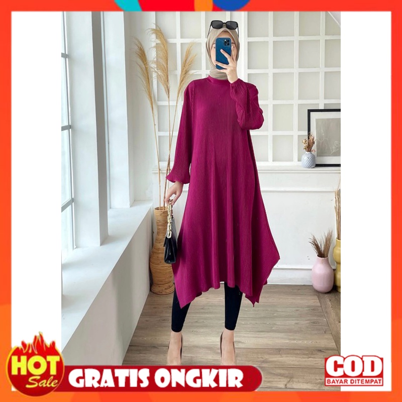 KAIN ADEM HALUS TEBAL / DRESS PLISKET TUNIK HALUS JUMBO SS OOTD VIRAL MUSLIMAH DRESS TUNIK HYGET MUR