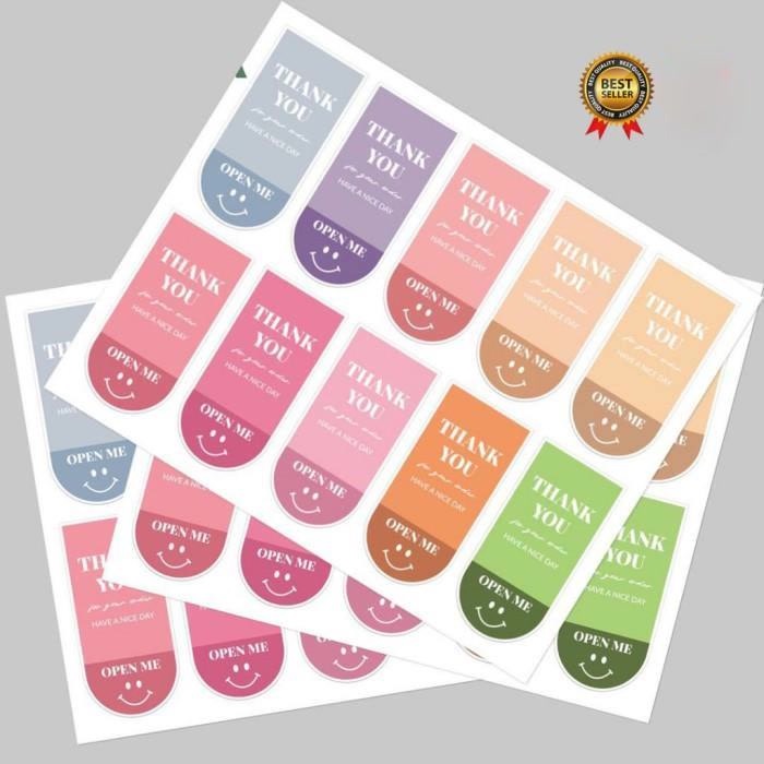 

100 pcs stiker panjang label open me sticker thank you persegi panjang