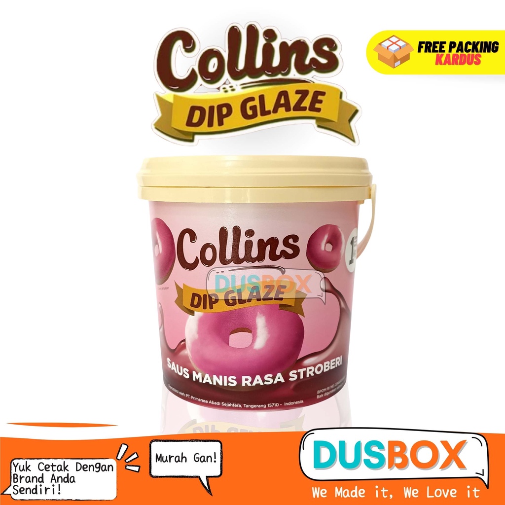 

Collins Dip Glaze Strawberry 1kg / Dip Glaze / Toping Kue / Dip Glaze Collins / Toping Donat / Toping Es kulkul /Toping Roti bakar
