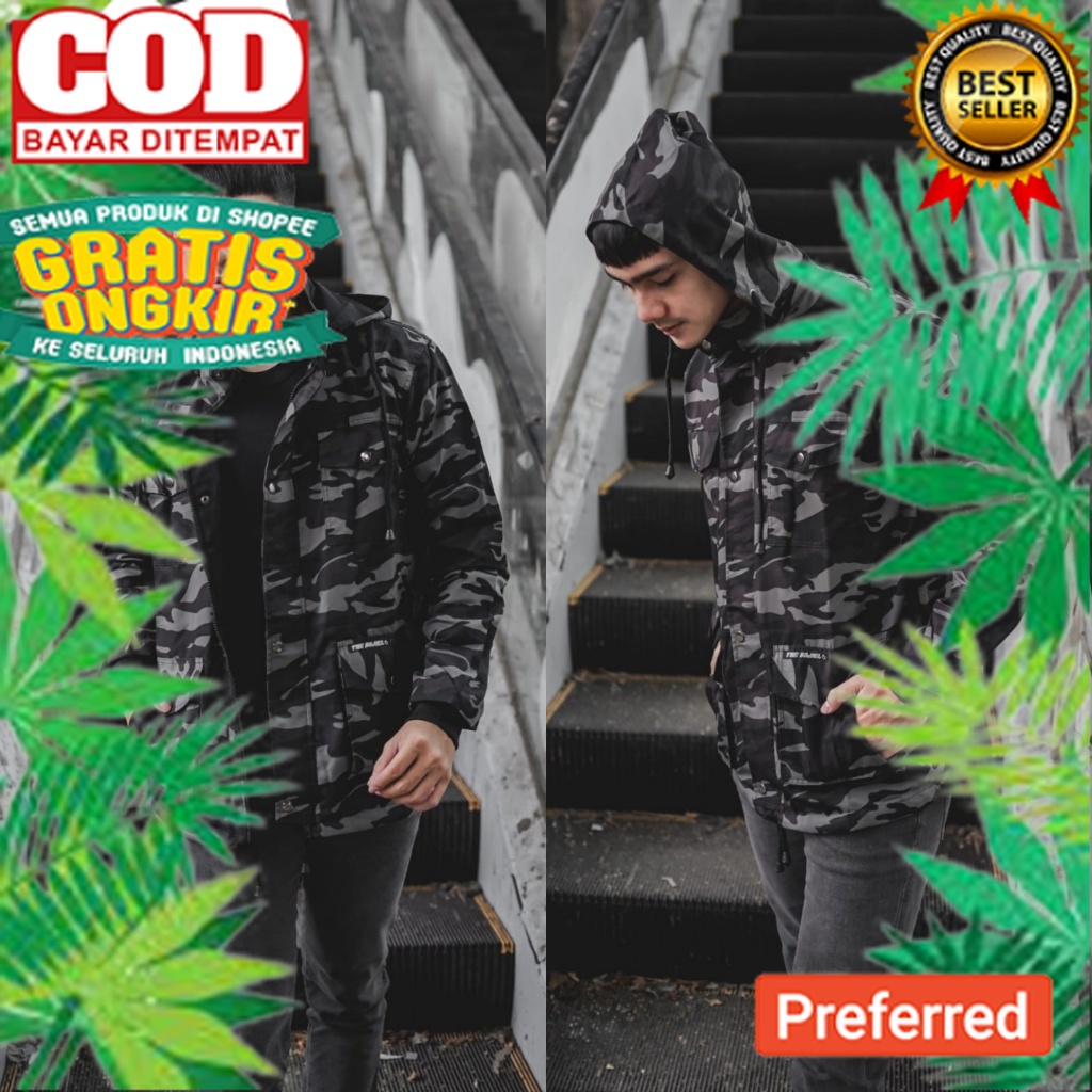 JAKET PRIA PARKA CANVAS LORENG -JAKET CASUAL CAMO PREMIUM - JACKET ARMY PRIA// ANAK DEWASA REMAJA JA