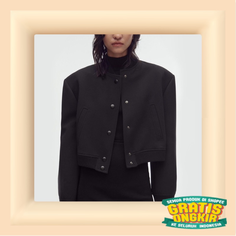 Bomber Zara Cropped/ Black tosca 2 3 warna