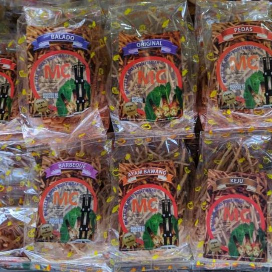 

SNACK MIE / MINI STIK / MINI STICK TALAS MC uk.kecil KHAS PONTIANAK (TERSEDIA 6 RASA) GURIH & ENAK