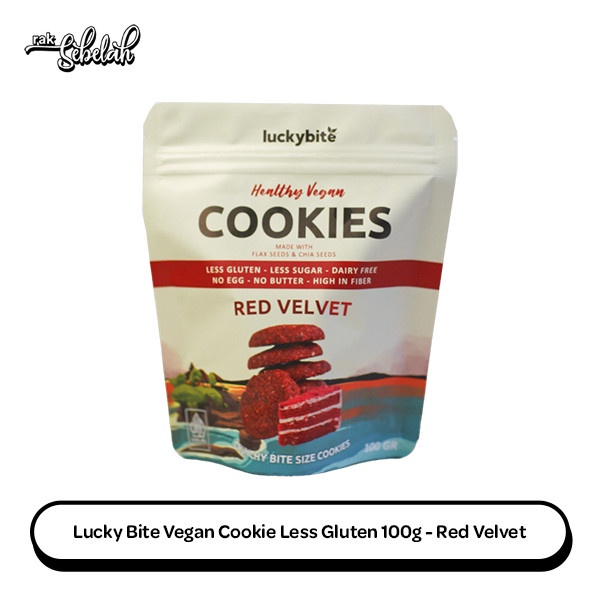 

Luckybite Vegan Cookies Red Velvet 100g - Less Gluten Healthy No Egg