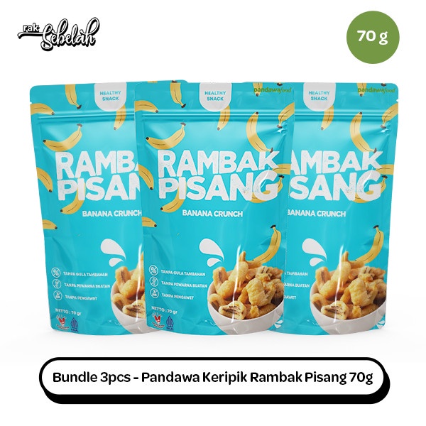 

Bundle 3pcs Pandawa Keripik Rambak Pisang 70g Dried Banana Fruit Chips