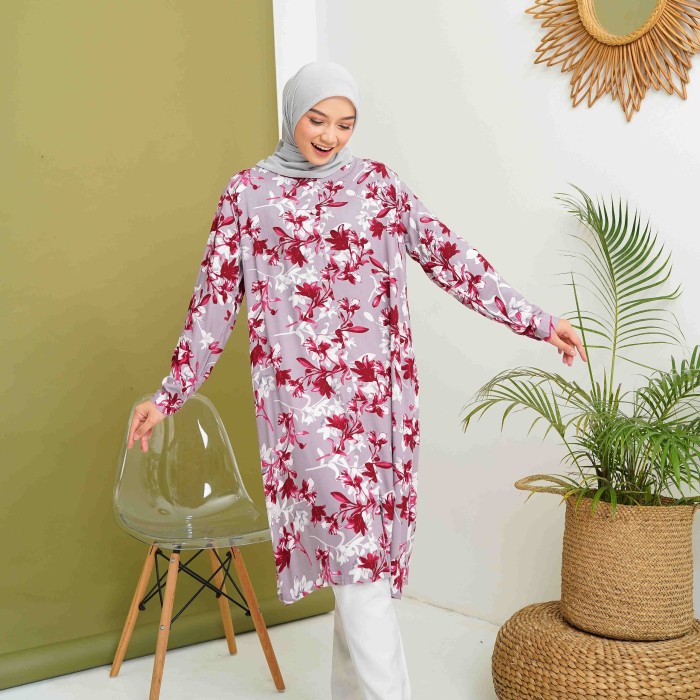 best -Tunik panjang wanita atasan tunik muslimah - HANUM BLACK, Ld 110cm (XL)