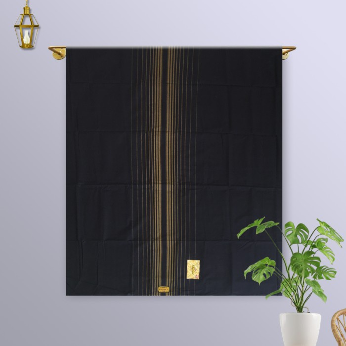 best -Wadimor Sarung Tenun Motif Polos Hitam Bergaris - ABU